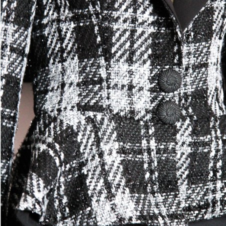 Single breasted asymmetrical peplum blazer in  tweed, made to measure