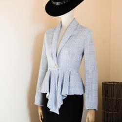 Single breasted asymmetrical shawl collar peplum blazer, made to measure