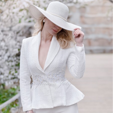 Blazer blanc col châle mariage femme