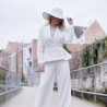 White wide-leg pants bridal suit