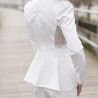 Tailleur blanc pantalon mariage pour femme avec blazer à double boutonnage