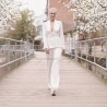 Women fit and flare double breasted bridal white blazer
