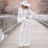 Tailleur pantalon femme mariage à basque asymétrique, fait sur mesure