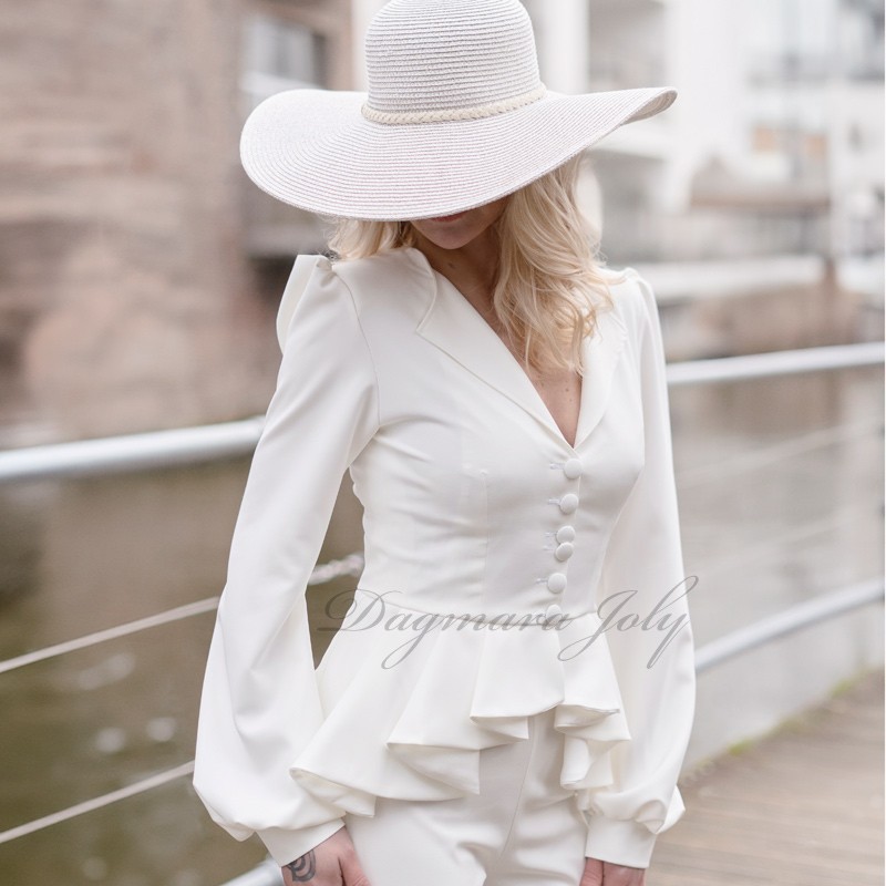 Tailleur pantalon de mariée sur mesure