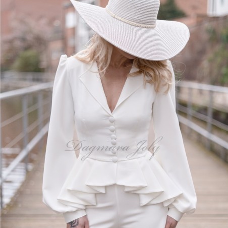 Women pants bridal suit with peplum blazer , made to measure