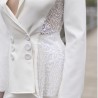 Tailleur blanc pantalon mariage pour femme avec blazer à double boutonnage