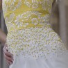White long tube sleeveless bridal dress, embellished and embroidered