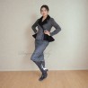 Blazer femme à boutonnage simple, croisé, à basque en tweed gris, fait sur mesure