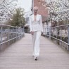 Women fit and flare double breasted bridal white blazer