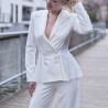 Veste blanche col châle cintrée et évasée, fabrication francaise