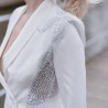 Veste blanche col châle à double boutonnage