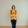 Veste de soirée longue tuxedo femme, manches ballon