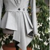 Structured custom-made jacket with an asymmetrical peplum and shawl collar, ideal for a sophisticated and unique style.