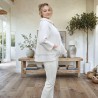 Manteau ivoire évasée de mariée avec manches raglan trois quart,