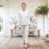 Veste courte blanche femme en tweed