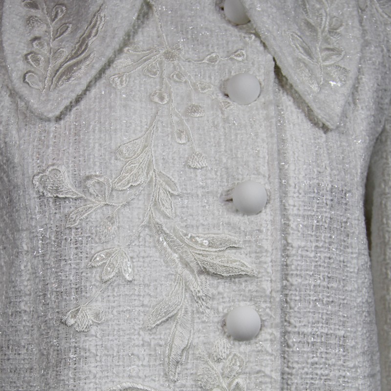 Veste courte blanche femme en tweed