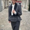 Shawl collar blazer with puff sleeves and fit and flare cut, made to measure