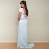 Vue de dos avec décolleté en U – robe de mariée brodée sur mesure