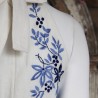 Detailed view of halter neckline with hand-sewn details