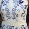Zoomed detail of French linen texture and stitching