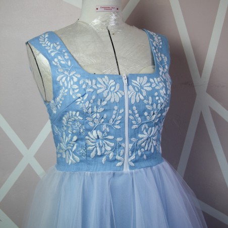 Unique one-of-a-kind handmade white dress on mannequin