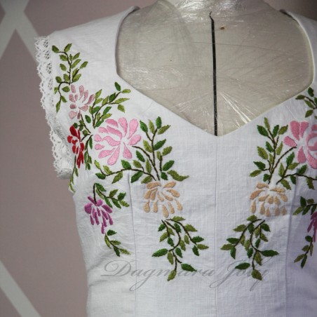 Robe de mariée mi-longue en lin sans manches; sur mesure; fabrication française