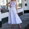 Robe de mariée sur mesure à col halter montant noué et emmanchure américaine. fabrication française