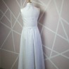Halter White Linen Midi Wedding Dress