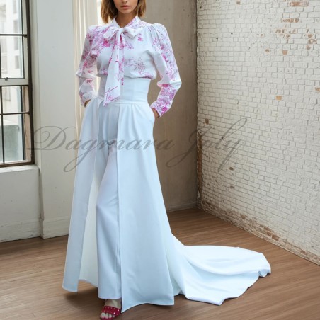 Surjupe de mariée amovible longue et traine à taille haute, made in france sur mesure