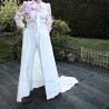 Bridal detachable high waist overskirt with pockets and long train. Made in France