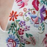 Zoom sur la broderie florale de la robe dos nu