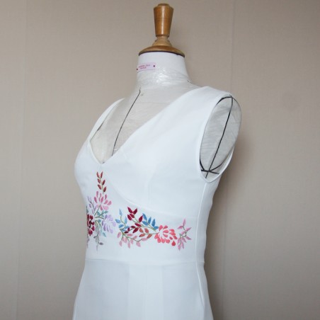 Robe de Mariée longue Fendue avec Décolleté en V– Sur Mesure en France