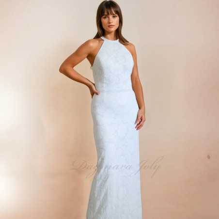 Sheath floor length Wedding Dress with halter neck