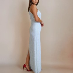 Robe de Mariée longue fourreau droite à col halter