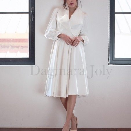 Modern short wedding dress with hand-embellished details
