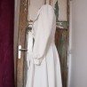 Side view of short wedding dress made to measure in France