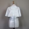 Handmade wedding dress cape featuring lace, transparent sequins, and luxurious crystal decorations.