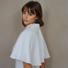 Bridal couture cape decorated with hundreds of sequins, crystals, and lace details.