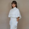 Short crepe bridal cape with hand-embroidered beadwork