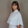 Delicate hand-embellished bridal cape in lightweight crepe.