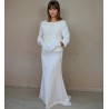 Tailleur jupe crayon de mariée en crêpe luxueux, fait main en France, vue complète sur mannequin