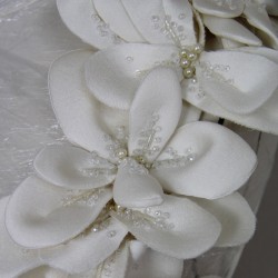 Fine couture stitching and seam detail on floor-length tube wedding dress made in France