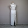 Dos de robe de mariée tube faite main en France avec fermeture invisible et drapé élégant du tissu