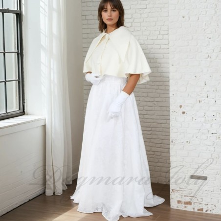 Minimalist Short Bridal Cape | Wedding Cover-Up for bridal dress