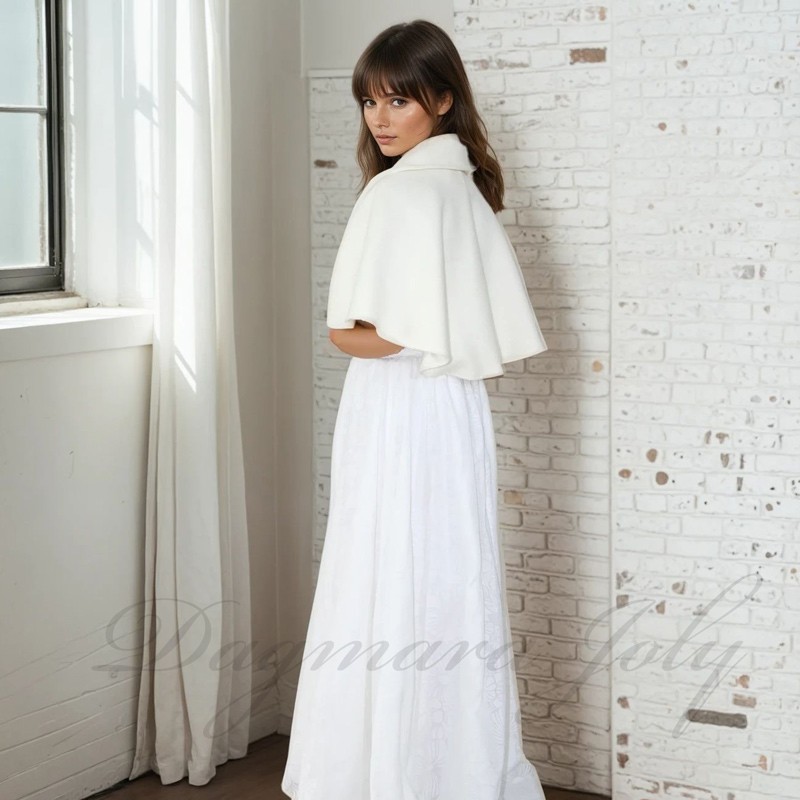 Back view of short cape for winter bridal dresses