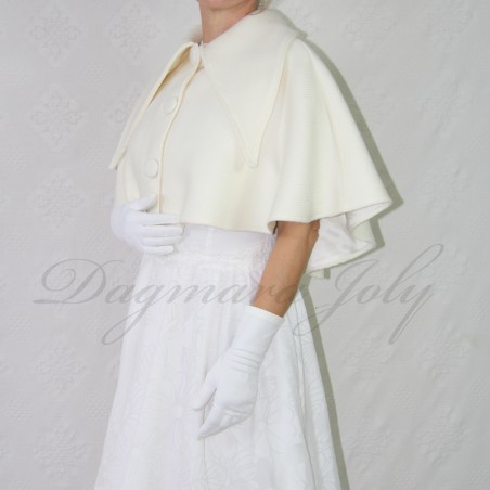 Side view of short bridal dress topper