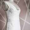 Side Close-up of hand embellishments on minimalist crepe bridal gown