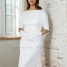Elegant Floor length wedding dress with dolman sleeves and cathedral train