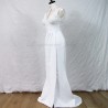 Beaded bridal dress on dummy – floor length gown with train and side slit