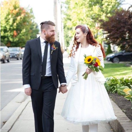 Veste de Mariée à Basque asymétrique– Faite Main en France